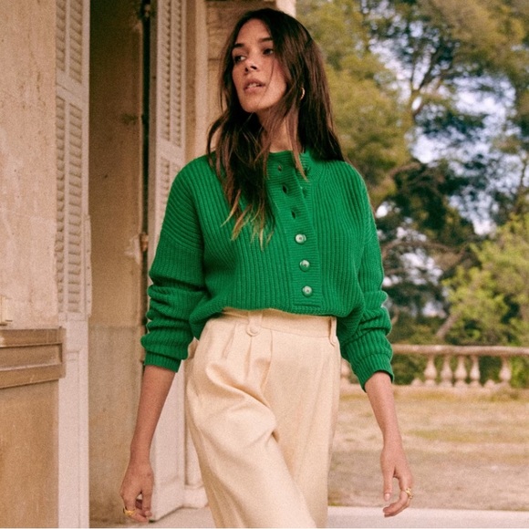 Sezane Sweaters - NWT Sezane Pull Lucas Bright Green Sz XS